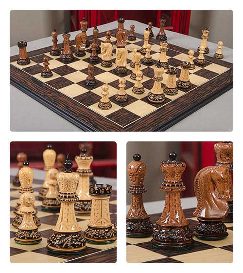The Burnt Golden Rosewood Zagreb '59 Series Chess Pieces 